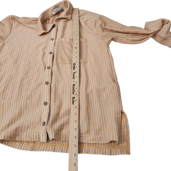 Free People Beach Better Days Top XS Orange Striped Boho Button-Up Oversized - Picture 10 of 10